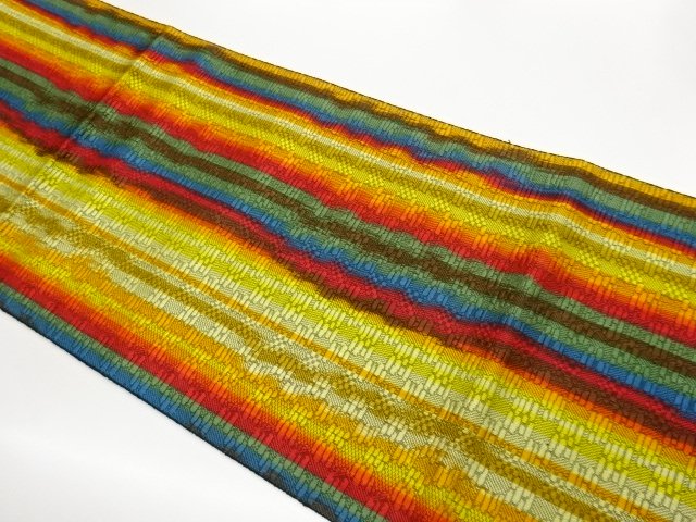 JAPANESE KIMONO / NAGOYA OBI / CHIKUZEN HAKATA / WOVEN STRIPE 